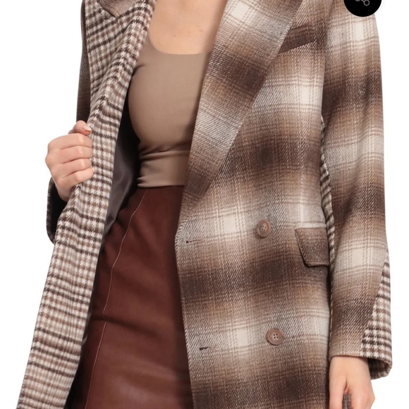 🔥Sale🔥Mixed Print Warm Double-breasted Oversized Blazer - Picture 6 of 11